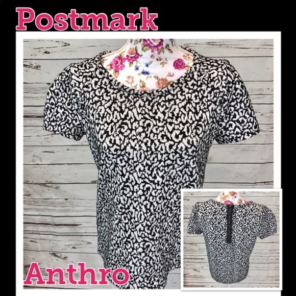 Anthropologie Tops - Anthro Postmark Medium Black & White Blouse